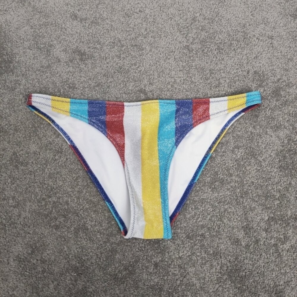 United Colors Of Benetton Women's Rainbow Striped Bikini Bottom Size Small NEW